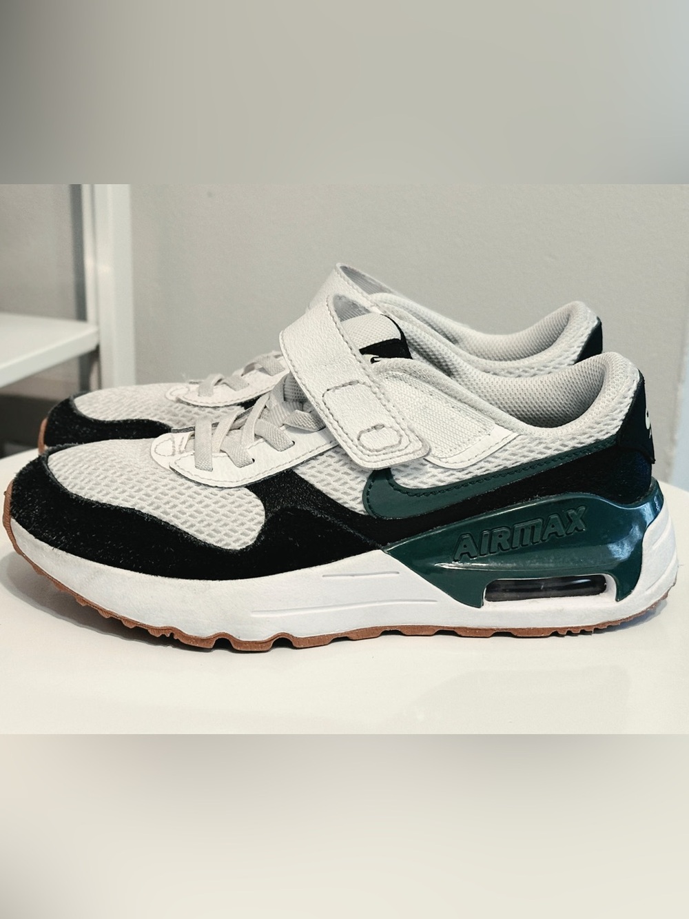 Nike Kids White Black Green Air Max Sneakers